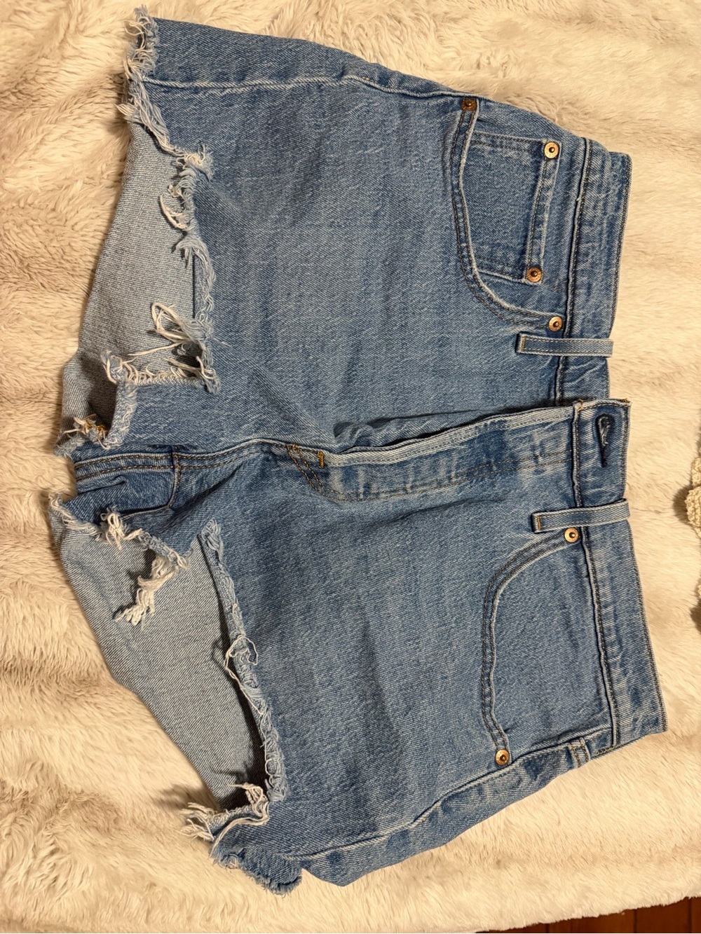 Levi's Light Blue Distressed Denim Shorts